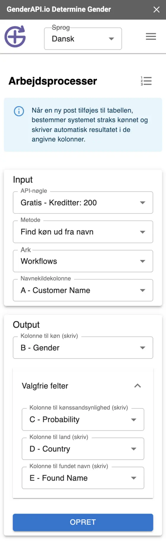 Sådan Finder Du Kønsoplysninger om Kunder i Google Sheets i Realtid - kønsdetektion med Gender API-tilføjelse