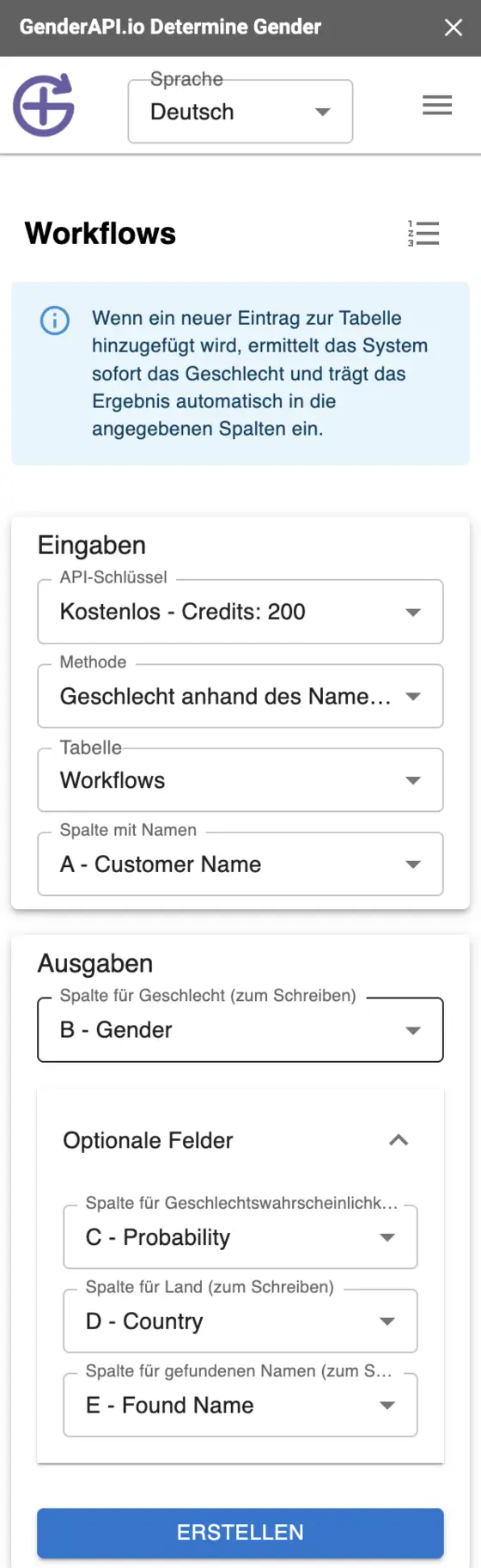 Wie Man das Geschlecht von Kunden in Google Sheets in Echtzeit Bestimmt – Geschlechtserkennung mit dem Gender API-Add-on