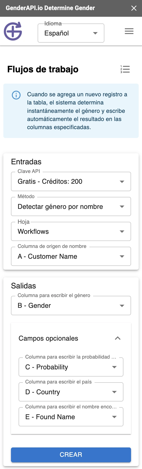 Cómo Encontrar el Género de Clientes en Google Sheets en Tiempo Real - Detección de género con la extensión de Gender API