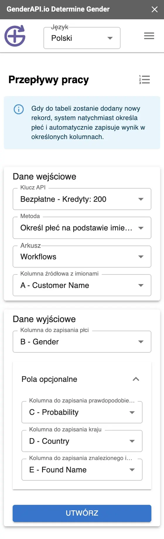 Jak Ustalić Płeć Klientów w Google Sheets w Czasie Rzeczywistym – Wykrywanie płci z dodatkiem Gender API