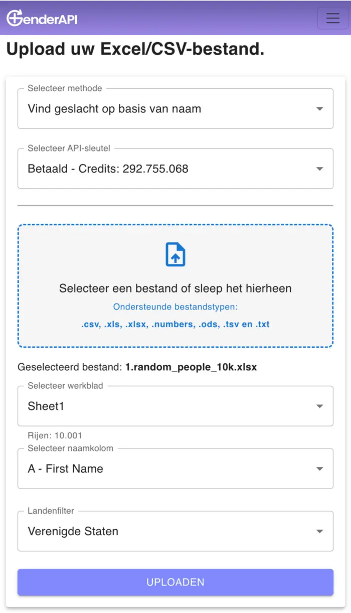 Gender API Excel CSV App
