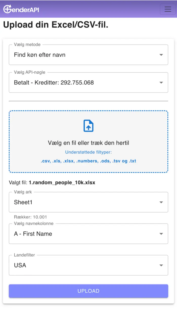 GenderAPI Excel CSV App