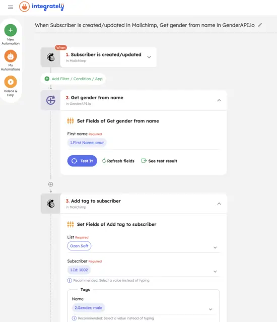 Automatizar identificação de gênero com Gender API e Integrately